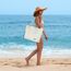 Lekespring Strandtasche Damen Groß mit Reißverschluss, Damen Shopper Badetasche XXL Familie Saunatasche Reisetasche Beach Tote Bag für Strand Reisen Einkaufen Sport u.Arbeit (Beige)