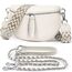 BROTOU Bauchtasche Umhängetasche Crossbody Bag Damen Leder, mit 2 Breitem Schultergurt Kartenhalter Taschen Moon Bag Gürteltasche Damen