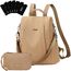 Eshow Rucksack Damen Klein, Anti-Diebstahl Kleiner Cityrucksack Tagesrucksack Elegant, 3 in 1 Rucksacktasche mit Clutchbag & RFID Blocker Modern für Pendeln Schule Arbeit Reise Grau