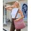 Prite Shopper Tasche Damen Groß Cord Tasche Tote Bag mit Verstellbarem Schultergurt für College Schule Arbeit Reisen Einkaufen（Rosa）