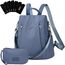 Eshow Rucksack Damen Klein, Anti-Diebstahl Kleiner Cityrucksack Tagesrucksack Elegant, 3 in 1 Rucksacktasche mit Clutchbag & RFID Blocker Modern für Pendeln Schule Arbeit Reise Blau