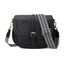 AFKOMST Umhängetasche für Damen Kleiner Beutel und Schultertasche Vintage Sattel Handtaschen Veganes Leder, Schwarz / Wellen, 23,5 x 9,5 x 18 cm
