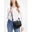 AFKOMST Umhängetasche für Damen Kleiner Beutel und Schultertasche Vintage Sattel Handtaschen Veganes Leder, Schwarz / Wellen, 23,5 x 9,5 x 18 cm