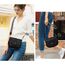 AFKOMST Umhängetasche für Damen Kleiner Beutel und Schultertasche Vintage Sattel Handtaschen Veganes Leder, Schwarz / Wellen, 23,5 x 9,5 x 18 cm