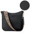 BOSTANTEN Handtasche Damen Mittelgroß Umhängetasche Crossbody Bags Leder Schultertasche für Frauen Shopper Tasche mit Verstellbarem Farbigem Riemen Schwarz