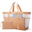 KALIDI Mesh Strandtasche XXL Familie, Strandtasche mit Reißverschluss Shopper Damen Groß Badetasche, Beach Bag Einkaufstaschen für Reisen Einkaufen und Alltag, Braun