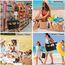 KALIDI Mesh Strandtasche XXL Familie, Strandtasche mit Reißverschluss Shopper Damen Groß Badetasche, Beach Bag Einkaufstaschen für Reisen Einkaufen und Alltag, Braun