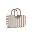 reisenthel loopshopper M summerstripes coffee – Stabile Tasche mit praktischen Fächern aus recycelten PET-Flaschen – Eleganz beim Einkaufen, viel Funktion inklusive!