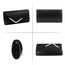 Larcenciel Clutch Schwarz, Elegant Leder Handtasche mit Abnehmbarer Kette, Vintage Veganes Envelope Abendtasche, Mode Umschlag Umhängetasche, Crossbody Tasche für Hochzeit Party Bankett, 22x11x5CM