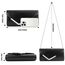 Larcenciel Clutch Schwarz, Elegant Leder Handtasche mit Abnehmbarer Kette, Vintage Veganes Envelope Abendtasche, Mode Umschlag Umhängetasche, Crossbody Tasche für Hochzeit Party Bankett, 22x11x5CM
