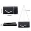 Larcenciel Clutch Schwarz, Elegant Leder Handtasche mit Abnehmbarer Kette, Vintage Karierte Envelope Abendtasche, Mode Umschlag Umhängetasche, Crossbody Tasche für Hochzeit Party Bankett, 22x11x5CM