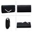 Larcenciel Clutch Schwarz, Elegant Leder Handtasche mit Abnehmbarer Kette, Vintage Karierte Envelope Abendtasche, Mode Umschlag Umhängetasche, Crossbody Tasche für Hochzeit Party Bankett, 22x11x5CM