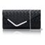 Larcenciel Clutch Schwarz, Elegant Leder Handtasche mit Abnehmbarer Kette, Vintage Karierte Envelope Abendtasche, Mode Umschlag Umhängetasche, Crossbody Tasche für Hochzeit Party Bankett, 22x11x5CM