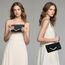Larcenciel Clutch Schwarz, Elegant Leder Handtasche mit Abnehmbarer Kette, Vintage Karierte Envelope Abendtasche, Mode Umschlag Umhängetasche, Crossbody Tasche für Hochzeit Party Bankett, 22x11x5CM