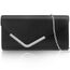 Larcenciel Clutch Schwarz, Elegant Leder Handtasche mit Abnehmbarer Kette, Vintage Veganes Envelope Abendtasche, Mode Umschlag Umhängetasche, Crossbody Tasche für Hochzeit Party Bankett, 22x11x5CM