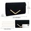 Larcenciel Clutch Schwarz, Elegant Wildleder Handtasche mit Abnehmbarer Kette, Klassisch Samt Envelope Abendtasche, Mode Suede Velvet Umschlag Crossbody Umhängetasche für Hochzeit, Party, 22x11x5CM
