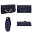 Larcenciel Clutch Dunkelblau, Elegant Spitze Satin Handtasche mit Abnehmbarer Kette, Vintage Envelope Abendtasche mit Blumenmuster, Mode Umschlag Crossbody Tasche für Hochzeit Party Bankett, 22x11x5CM