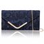Larcenciel Clutch Dunkelblau, Elegant Spitze Satin Handtasche mit Abnehmbarer Kette, Vintage Envelope Abendtasche mit Blumenmuster, Mode Umschlag Crossbody Tasche für Hochzeit Party Bankett, 22x11x5CM