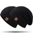HAMUNI Mütze Damen Slouch Beanie Mütze Herren Elastisch Weich Bequem Jersey Mütze Klassische Mode Longbeanie perfekt für Frühling Herbst und Winter (Schwarz+Schwarz)