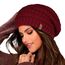 FURTALK Damen Beanie Mütze Warme Wintermütze mit Weichem Innenfutter Gefütterte Strickmütze,Weinrot,Einheitsgröße