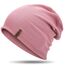 HAMUNI Mütze Damen Dünne Mütze Herren - Slouch Beanie Mütze - Leicht Weich Chemo Mützen - Atmungsaktiv Long Beanie - Elastisch Mützen - Ideale Beanie Mütze für Alle Jahreszeiten (Rosa)