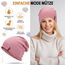 HAMUNI Mütze Damen Dünne Mütze Herren - Slouch Beanie Mütze - Leicht Weich Chemo Mütze - Atmungsaktiv Long Beanie - Elastisch Mütze - Ideale Beanie Mütze für Alle Jahreszeiten (Schwarz 01+Rosa)