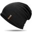 HAMUNI Mütze Damen Dünne Mütze Herren - Slouch Beanie Mütze - Leicht Elastisch Weich Chemo Mützen - Atmungsaktiv Long Beanie - Ideale Beanie Mütze für Alle Jahreszeiten (01Schwarz)
