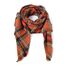 Durio Schal Damen Karoschal Winter Weich Deckenschal Übergroßer Strickschal Kariert Tuch Elegant mit Fransen Orange Einheitsgröße