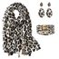 KRUIHAN Schal Damen Winter Schal Leopardenmuster Damen mit Ohrringe und Armband Stola Damen Warm Schals & Tücher für Damen,Geschenke für Frauen,Style B-Schal Beige 3er Set