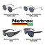 Netrox Runde Sonnenbrille im Retro-Stil mit Metallrahmen + Etui und Microfaserbeutel - UV400-Schutz - Vintage Unisex Herren und Damen - Sonnenbrillen, Gläser verspiegelt, Sunglasses, rund, schwarz