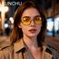 kunchu Sonnenbrille-Damen-Polarisiert-Unisex-Herren-Gold-Metal-Retro-Oval-Trendy-Sonnenbrillen-Vintage-Uv400-Classic-Ultraleicht-Schutz,Geeignet FüR Camping-fotografie-Outdoor-Geschenke für frauen-hca