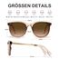 kunchu Sonnenbrille-Damen-Groß-Brillert-Frauen-Retro-Square -Trendy- Klassisch-UV400-Schutz-Ultraleicht-Runde Braunes Pulver