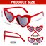 Ainiv Herz Sonnenbrille, 2 Stück Retro Katzenauge Herzbrille, UV400 Sonnenschutz und UV-Schutz Schwarze Graue Linse, Mode Brillen für Damen Herren Kinder Party Reise Fotoshooting (Schwarz+Rot)