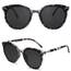 SOJOS Klassisch Retro Runde Sonnenbrille Damen Herren Groß Brille SJ2067 mit Demi Rahmen/Grau Linse
