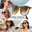SUNGAIT Vintage Runde Damen Sonnenbrille Klassischer Retro Designer Stil (Bernstein/farbverlauf Braun)-SGT567
