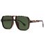 Long Keeper Retro Pilot Sonnenbrille Pilotenbrille Herren Damen Quadratisch Sonnenbrille Groß 70er Klassisch Eckige Pilot Retro Brille UV400 (Leopard Rahmen - Grün Linse)