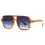 Long Keeper Retro Pilot Sonnenbrille Pilotenbrille Herren Damen Quadratisch Sonnenbrille Groß 70er Klassisch Eckige Pilot Retro Brille UV400 (Orange Schildpatt Rahmen - Farbverlauf Blau Linse)