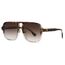 Long Keeper Retro Pilot Sonnenbrille Pilotenbrille Herren Damen Quadratisch Sonnenbrille Groß 70er Klassisch Eckige Pilot Retro Brille UV400 (Leopard Transparent Rahmen - Farbverlauf Braun Linse)