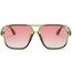Long Keeper Retro Pilot Sonnenbrille Pilotenbrille Herren Damen Quadratisch Sonnenbrille Groß 70er Klassisch Eckige Pilot Retro Brille UV400 (Grün Rahmen - Farbverlauf Rosa Linse)
