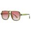 Long Keeper Retro Pilot Sonnenbrille Pilotenbrille Herren Damen Quadratisch Sonnenbrille Groß 70er Klassisch Eckige Pilot Retro Brille UV400 (Grün Rahmen - Farbverlauf Rosa Linse)