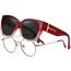 KANASTAL Übergröße Überzieh Sonnenbrille Herren und Damen Polarisiert Überbrille Sonnenbrille für Brillenträger UV400 Sonnenschutz, Rot Rahmen Schwarz Gläser
