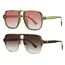 Long Keeper Retro Pilot Sonnenbrille Pilotenbrille Herren Damen Quadratisch Sonnenbrille Groß 70er Klassisch Eckige Pilot Retro Brille UV400 (Grün/Farbverlauf Rosa+Leopard/Farbverlauf Braun)