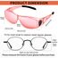 KANASTAL Überzieh Sonnenbrille Über Normale Brille Damen Herren Fit Over Warp Around Überbrille Sonnenbrille für Brillenträger UV400 Schutz, Transparent Rosa Rahmen Rosa Gläser