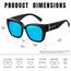 KANASTAL Übergröße Überzieh Sonnenbrille Herren und Damen Polarisiert Überbrille Sonnenbrille für Brillenträger UV400 Schutz, Glänzend Schwarz Rahmen Blau Verspiegelte Gläser