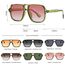 Long Keeper Retro Pilot Sonnenbrille Pilotenbrille Herren Damen Quadratisch Sonnenbrille Groß 70er Klassisch Eckige Pilot Retro Brille UV400 (Grün Rahmen - Farbverlauf Rosa Linse)