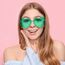 NACHLYNN 10 Paar grüne Herz-Sonnenbrillen für Damen, randlose herzförmige Sonnenbrillen, Bonbonfarben, Herzbrillen für Kostüme, Cosplay