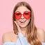NACHLYNN 10 Paar Herz Sonnenbrille Rot Farben Randlose Herzförmige Sonnenbrille für Damen Transparente Bonbonfarbene Herzbrille für Valentinstag Partygeschenke