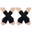 Pangda 2 Paar Unisex Fingerlose Handschuhe - Half Finger Dehnbar Strick Verlängern Handgelenk Winter Warme Handschuhe (Schwarz)