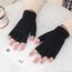 EUDUQ 2 Paar Fingerlose Handschuhe,Herbst Winter Fingerlose Fäustlinge,Acrylic Halbfingerhandschuhe,Universalgröße Fingerless Gloves für Kinder Herren Damen Schwarz