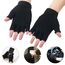 EUDUQ 2 Paar Fingerlose Handschuhe,Herbst Winter Fingerlose Fäustlinge,Acrylic Halbfingerhandschuhe,Universalgröße Fingerless Gloves für Kinder Herren Damen Schwarz